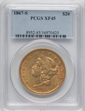 1867-S $20 Liberty Double Eagle PCGS XF45 (506291004)