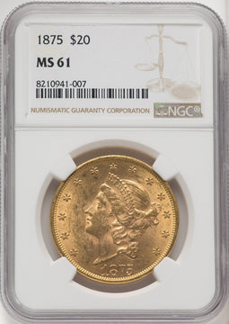 1875 $20 Liberty Double Eagle NGC MS61 (769195012)