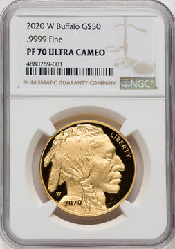 2020-W G$50 Gold Buffalo DCAM Brown Label NGC PF70 (771034024)