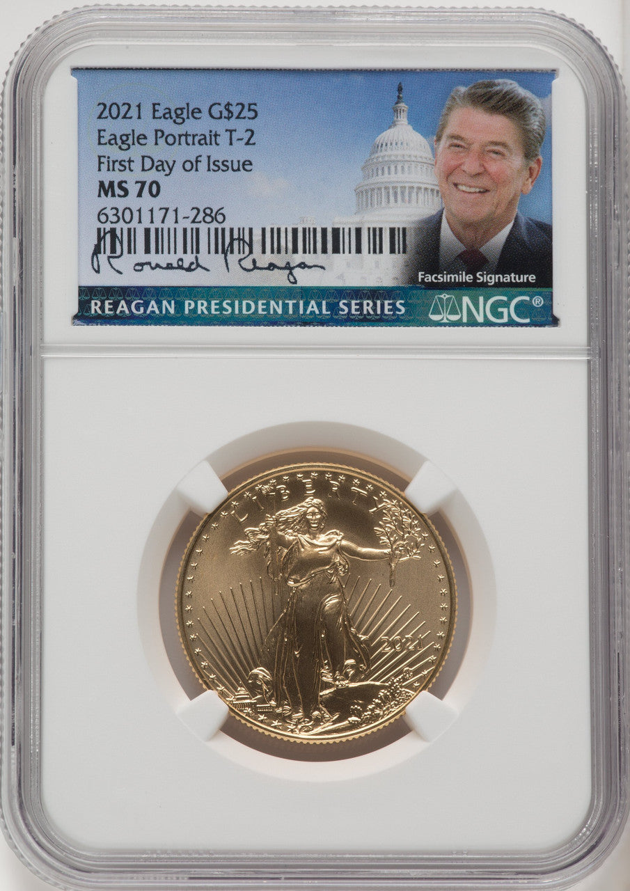 2021 $25 Half-Ounce Gold Eagle Type Two First Day of Issue NGC MS70 (770774025)