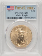 2017 $50 One-Ounce Gold Eagle First Strike FS Flag PCGS MS70