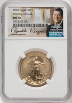 2020 $25 Half-Ounce Gold Eagle First Day of Issue FDI Reagan Legacy Series NGC MS70 (770774024)