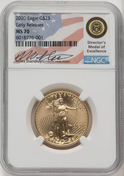 2020 $25 Half-Ounce Gold Eagle First Strike ER Miles Standish NGC MS70