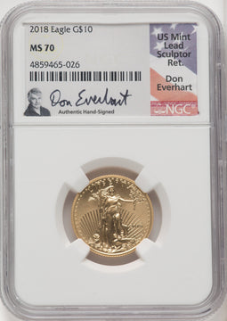 2018 $10 Quarter-Ounce Gold Eagle NGC MS70 Don Everhart