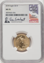 2018 $10 Quarter-Ounce Gold Eagle NGC MS70 Don Everhart