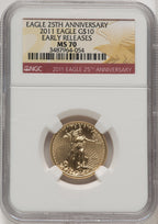 2011 $10 Quarter-Ounce Gold Eagle 25th Anniversary NGC MS70