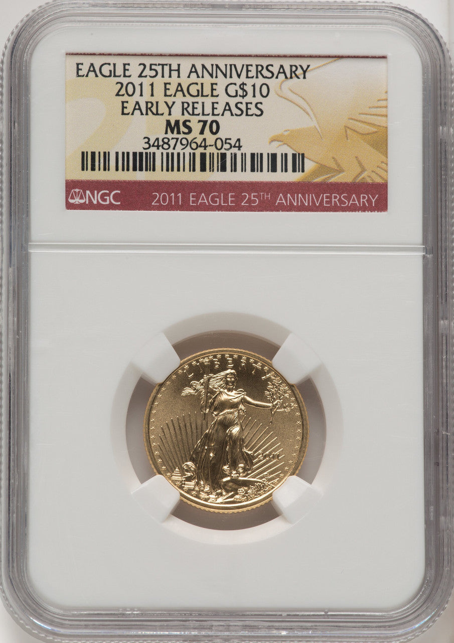 2011 $10 Quarter-Ounce Gold Eagle 25th Anniversary NGC MS70