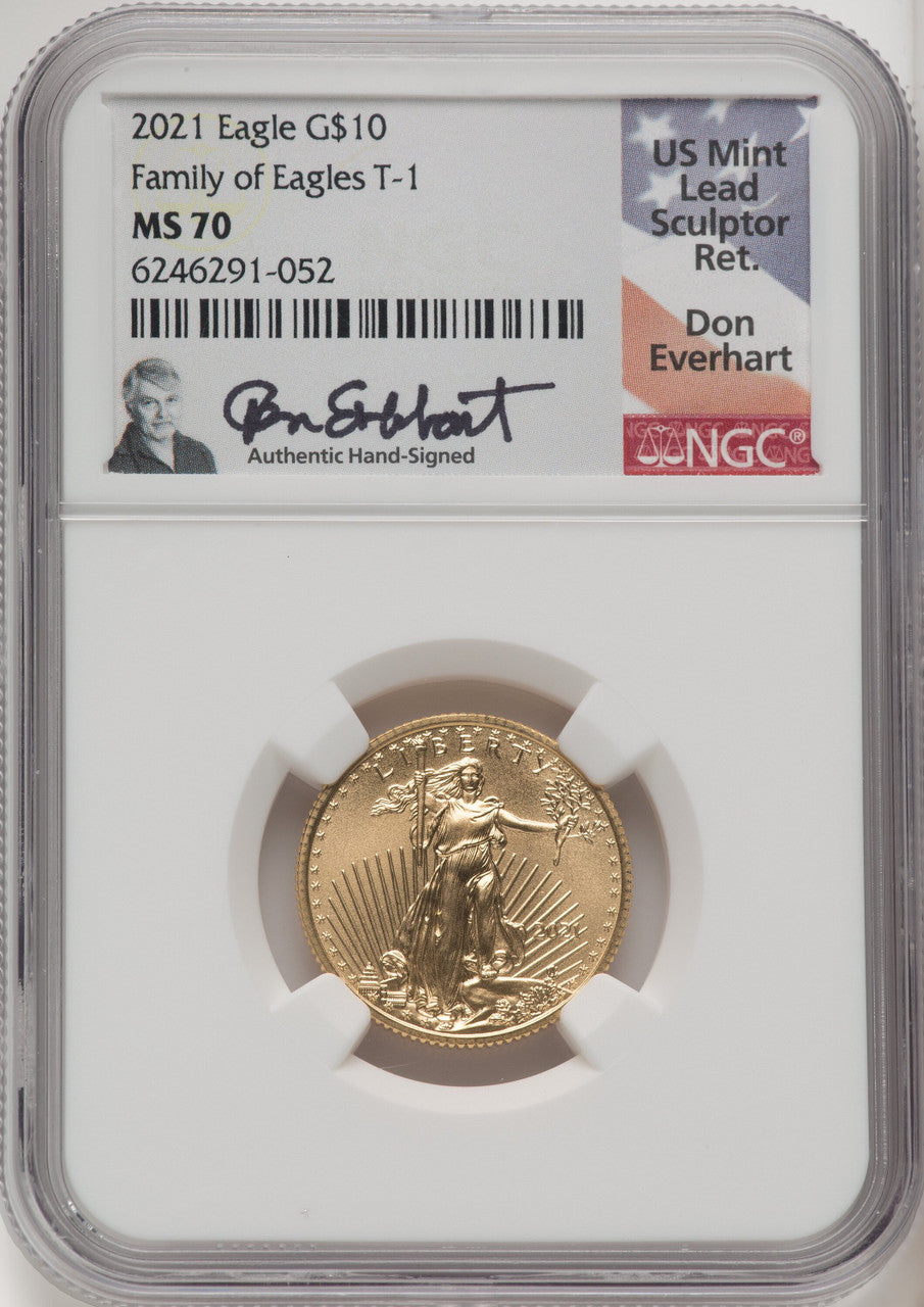 2021 $10 Quarter Ounce Gold Eagle Type One NGC MS70 Everhart