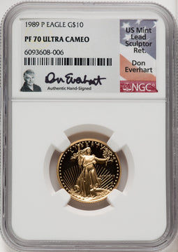 1989-P $10 Quarter-Ounce Gold Eagle NGC PF70 Don Everhart
