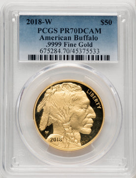 2018-W $50 One-Ounce Gold Buffalo Blue Gradient PCGS PR70