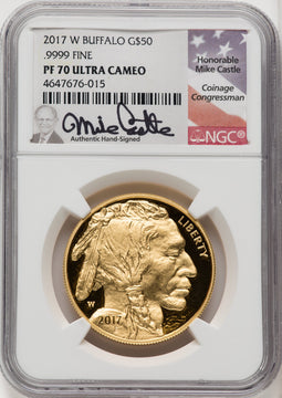 2017-W $50 One-Ounce Gold Buffalo NGC PF70 Mike Castle