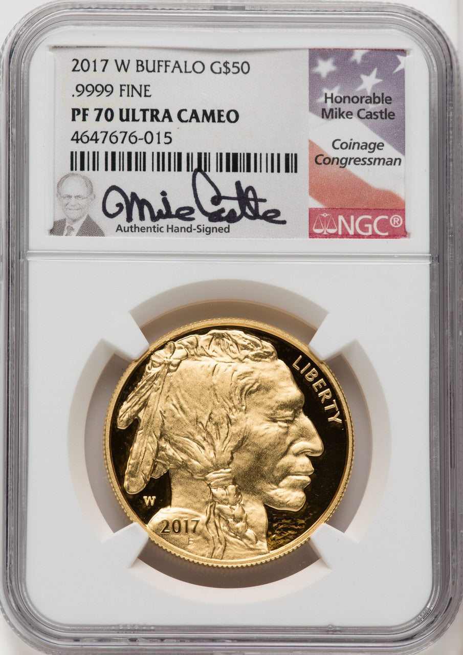 2017-W $50 One-Ounce Gold Buffalo NGC PF70 Mike Castle