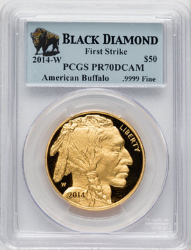 2014-W $50 One-Ounce Gold Buffalo First Strike FS Bison Label PCGS PR70 (770986002)