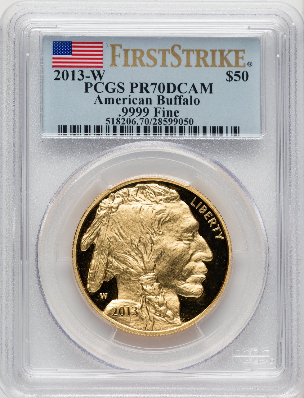 2013-W One-Ounce Gold Buffalo First Strike FS Flag PCGS PR70