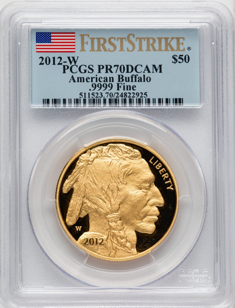 2012-W $50 One-Ounce Gold Buffalo FS Flag PCGS PR70