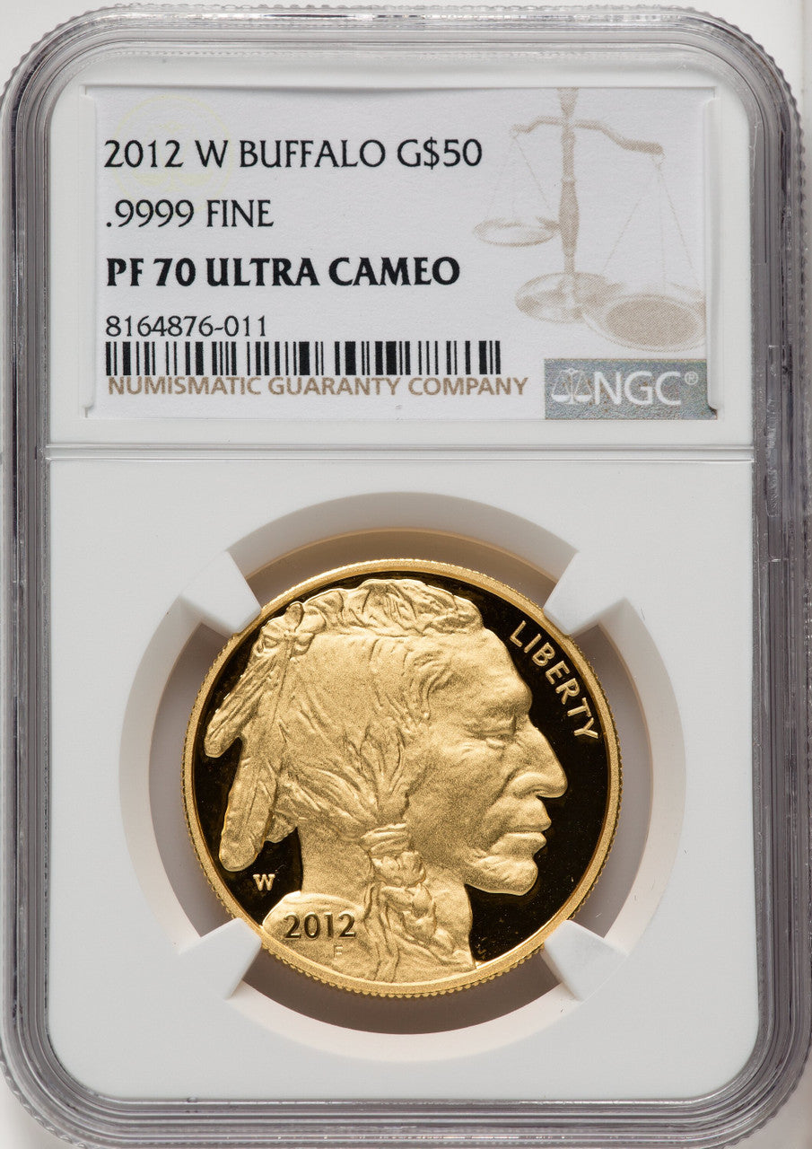 2012-W $50 One-Ounce Gold Buffalo Brown Label NGC PF70 (770533021)