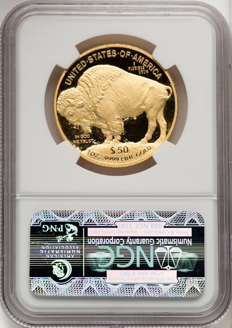 2011-W $50 One-Ounce Gold Buffalo First Strike ER Blue NGC PF70