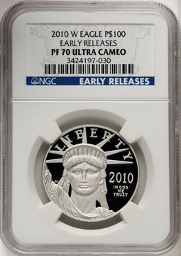 2010-W $100 One-Ounce Platinum Eagle First Strike ER Blue NGC PF70 (771067001)