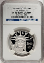 2010-W $100 One-Ounce Platinum Eagle First Strike ER Blue NGC PF70 (771067001)