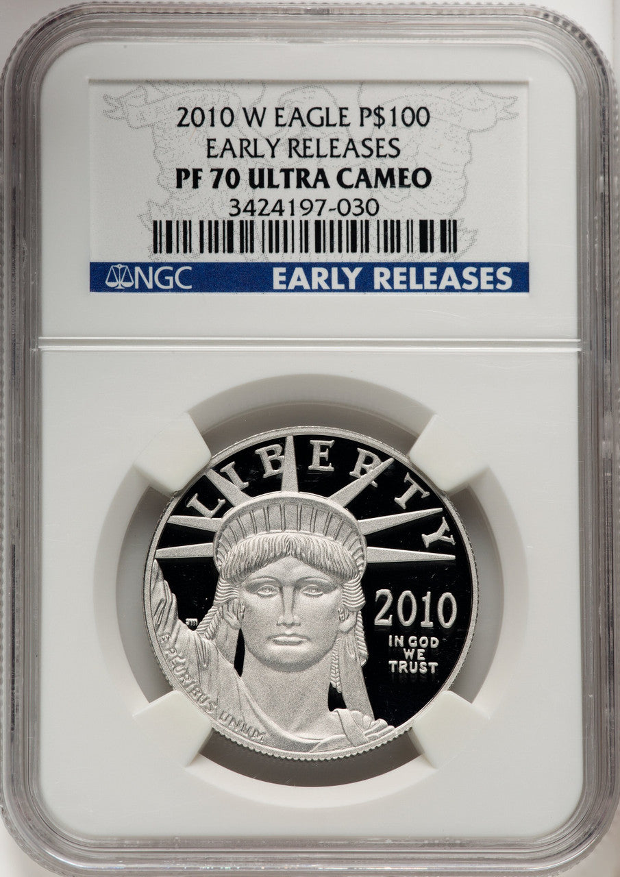 2010-W $100 One-Ounce Platinum Eagle First Strike ER Blue NGC PF70 (771067001)