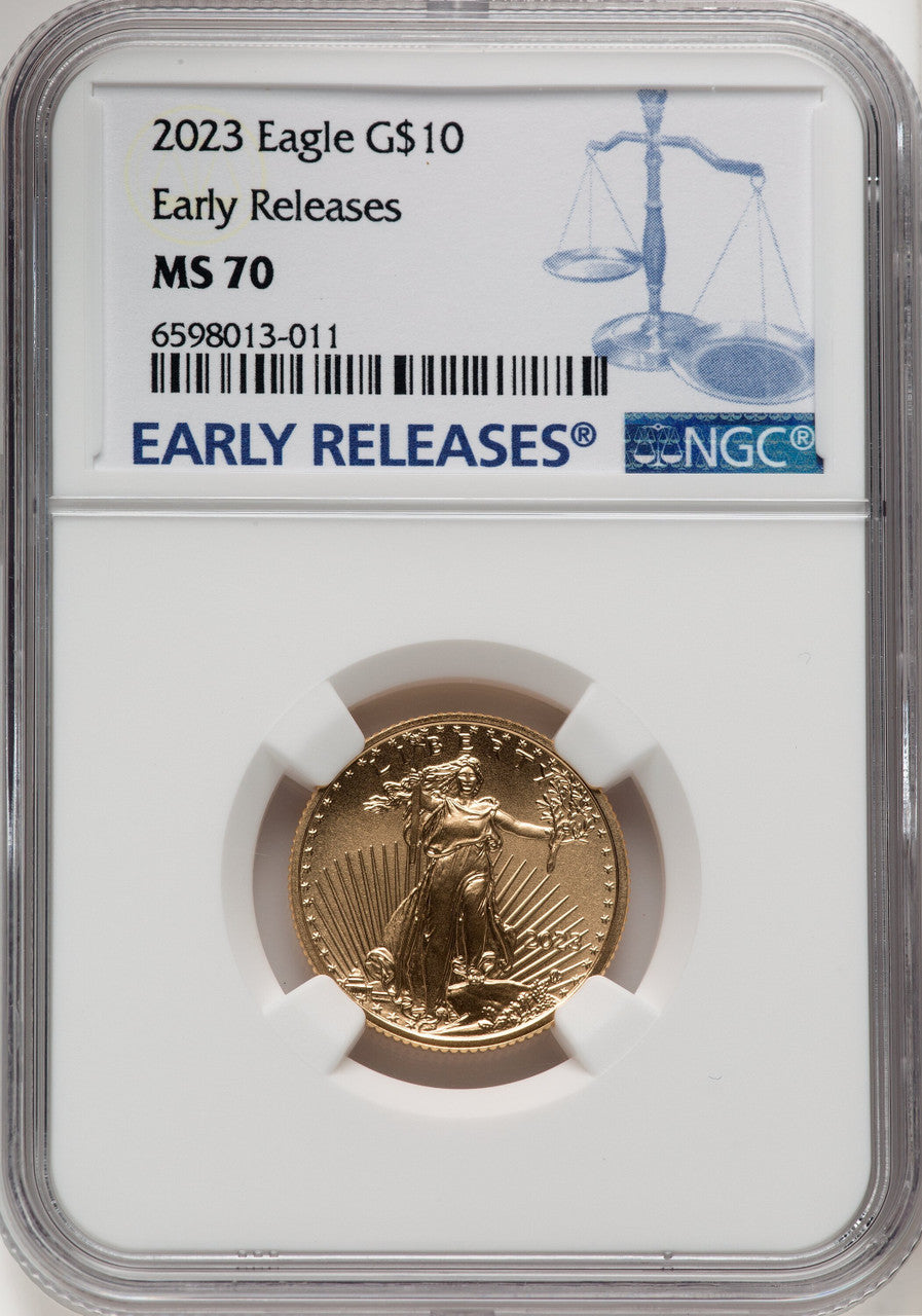 2023 Gold Eagle 1/4 oz ER Blue NGC MS70