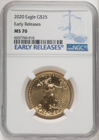 2020 $25 Half-Ounce Gold Eagle First Strike ER Blue NGC MS70