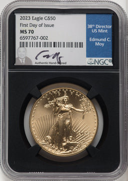 2023 Gold Eagle 1 oz FDI Ed Moy Blk Core NGC MS70