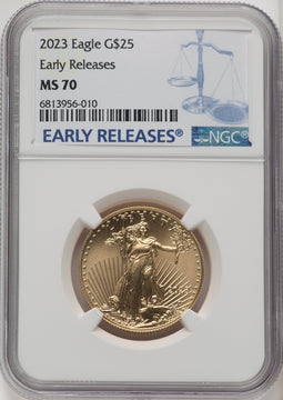 2023 Gold Eagle 1/2 oz ER Blue NGC MS70