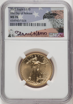 2022 $25 Half-Ounce Gold Eagle NGC MS70 Norris Signed