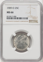 1909-O 25C Barber Quarter NGC MS66