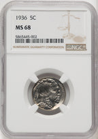 1936 5C Buffalo Nickel NGC MS68 (770677016)