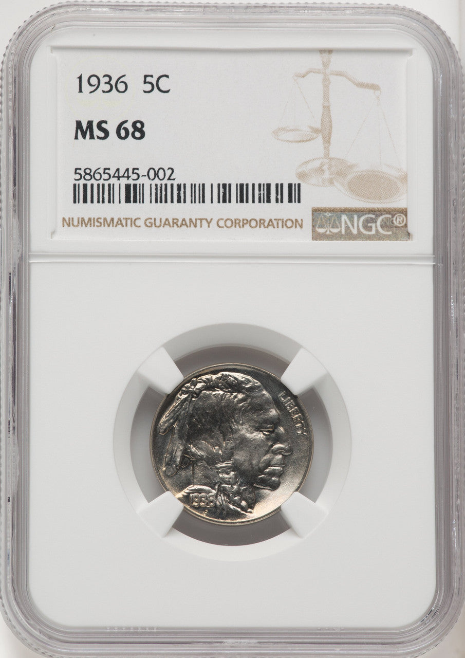 1936 5C Buffalo Nickel NGC MS68 (770677016)