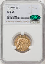 1909-D $5 CAC Indian Half Eagle NGC MS64 (506558006)