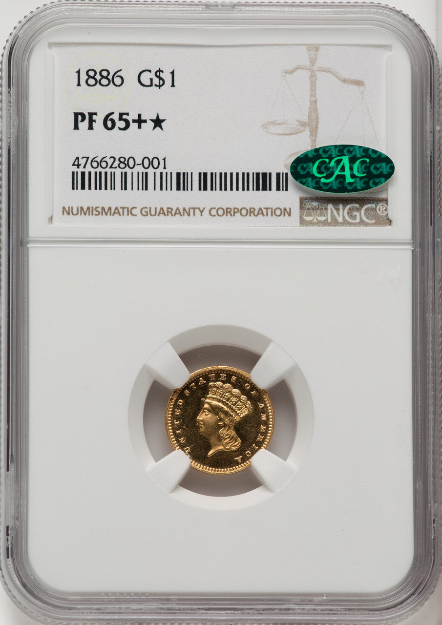 1886 G$1 CAC Proof Gold Dollar NGC PR65+