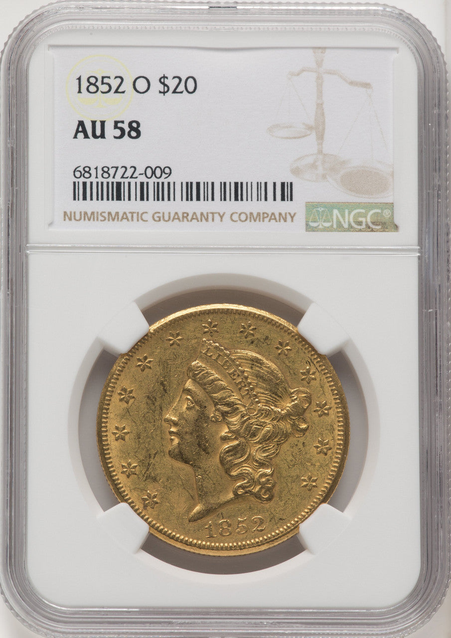 1852-O $20 Liberty Double Eagle NGC AU58 (519743008)