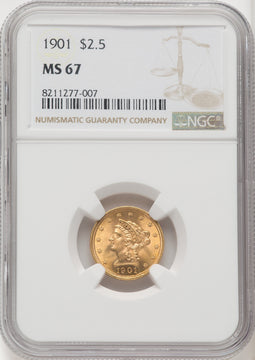 1901 $2.50 Liberty Quarter Eagle NGC MS67 (506690002)