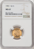 1901 $2.50 Liberty Quarter Eagle NGC MS67 (506690002)