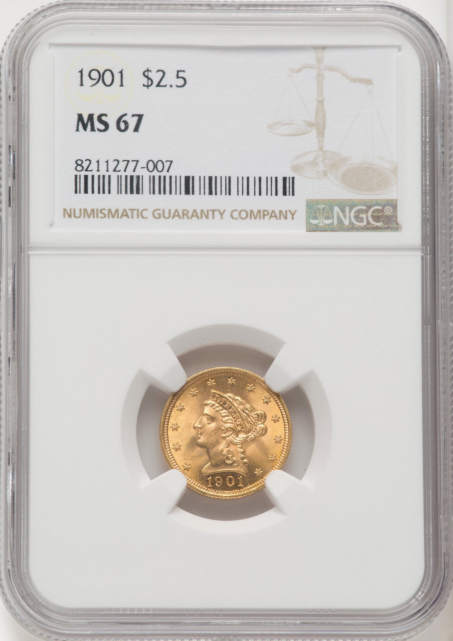 1901 $2.50 Liberty Quarter Eagle NGC MS67 (506690002)