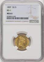1807 $2.50 BD-1 R.3 Early Quarter Eagle NGC MS61