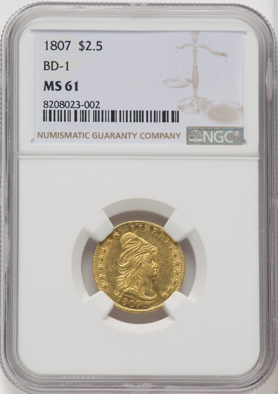 1807 $2.50 BD-1 R.3 Early Quarter Eagle NGC MS61