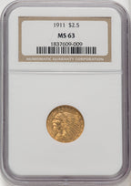 1911 $2.50 Indian Quarter Eagle NGC MS63 (506212017)