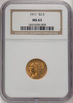 1911 $2.50 Indian Quarter Eagle NGC MS63 (506212019)