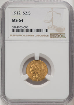 1912 $2.50 Indian Quarter Eagle NGC MS64 (505005042)