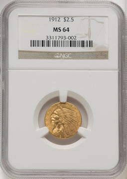 1912 $2.50 Indian Quarter Eagle NGC MS64 (768932005)