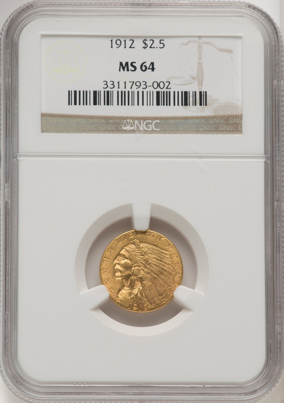 1912 $2.50 Indian Quarter Eagle NGC MS64 (768932005)