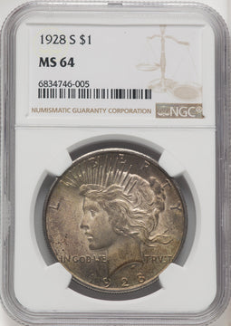 1928-S Peace Dollar NGC MS64