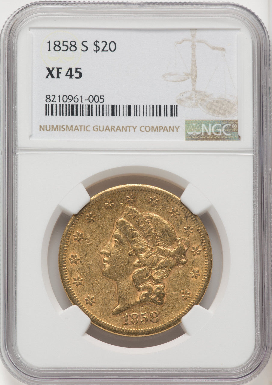 1858-S $20 Liberty Double Eagle NGC XF45 (572156053)