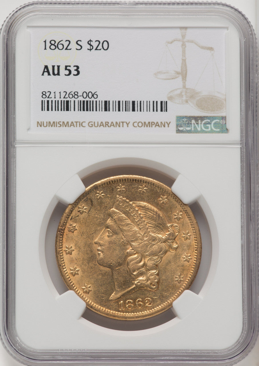 1862-S $20 Liberty Double Eagle NGC AU53 (770252005)