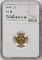1859-D G$1 Gold Dollar NGC AU55