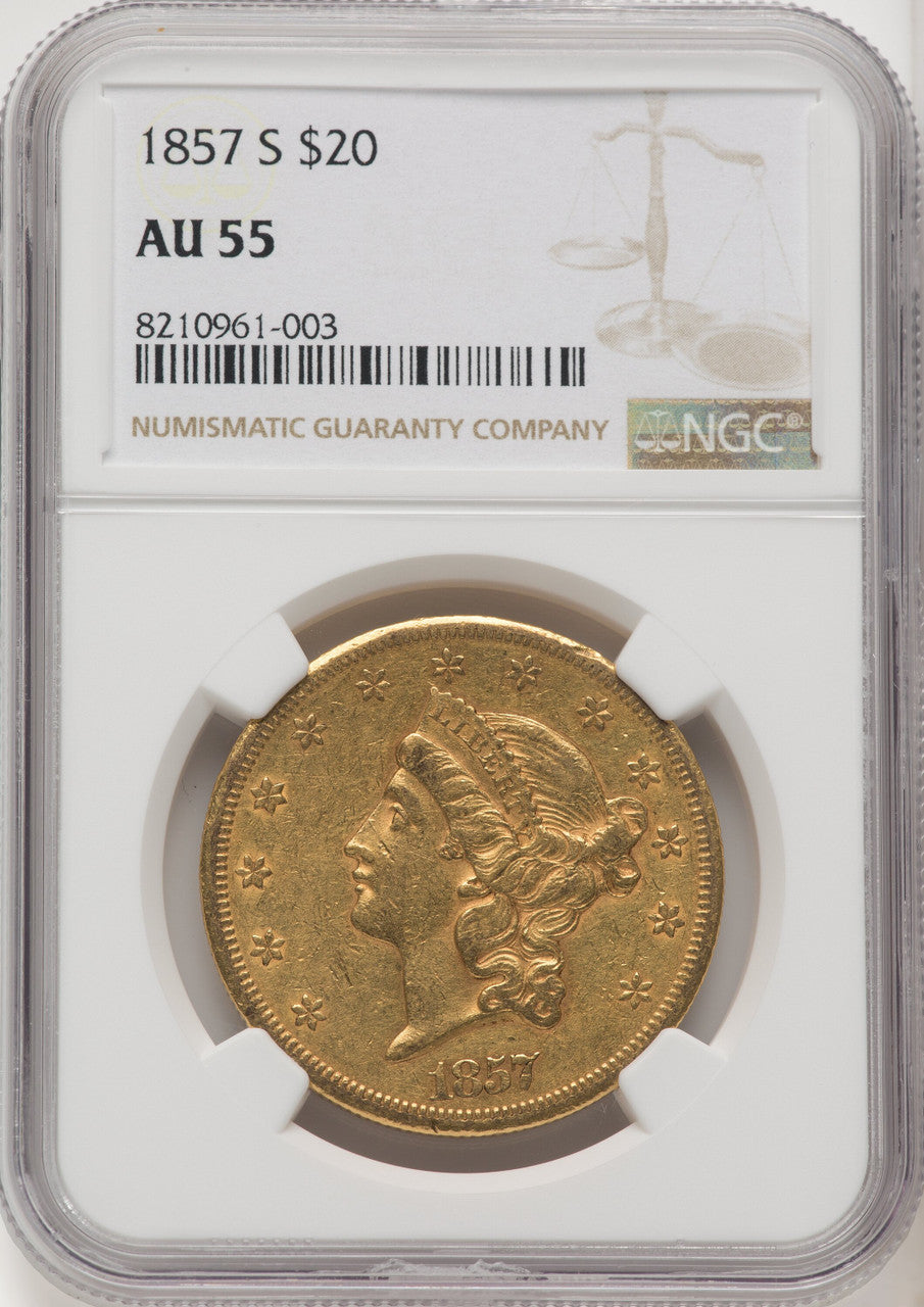 1857-S $20 Liberty Double Eagle NGC AU55 (572156054)